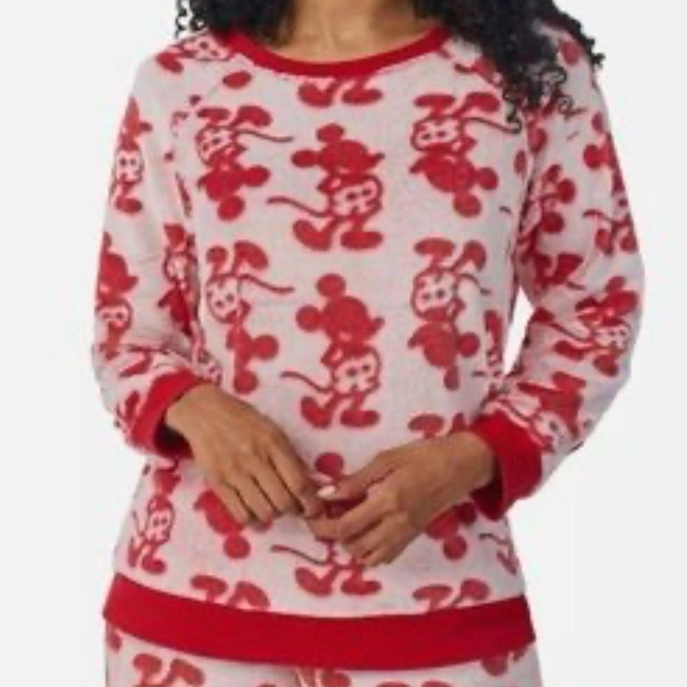 Red Lounge Sweater Mickey Mouse Medium